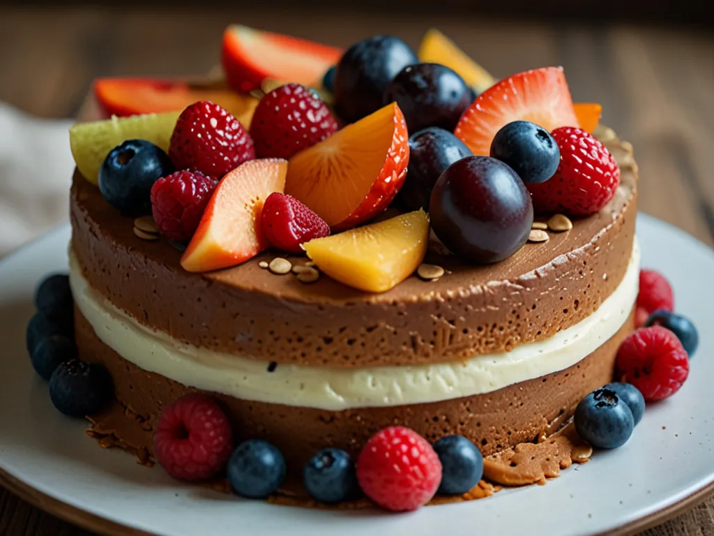 Vegansk tårta med frukter